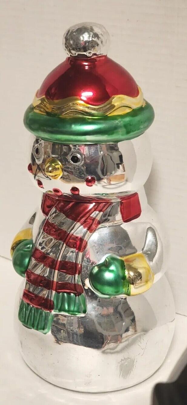 VINTAGE BLOOM-RITE Snowman Silver Ceramic 12"